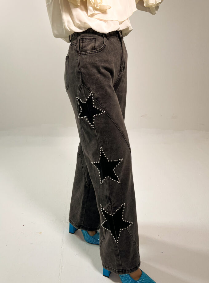 Jean wide leg con estrellas laterales