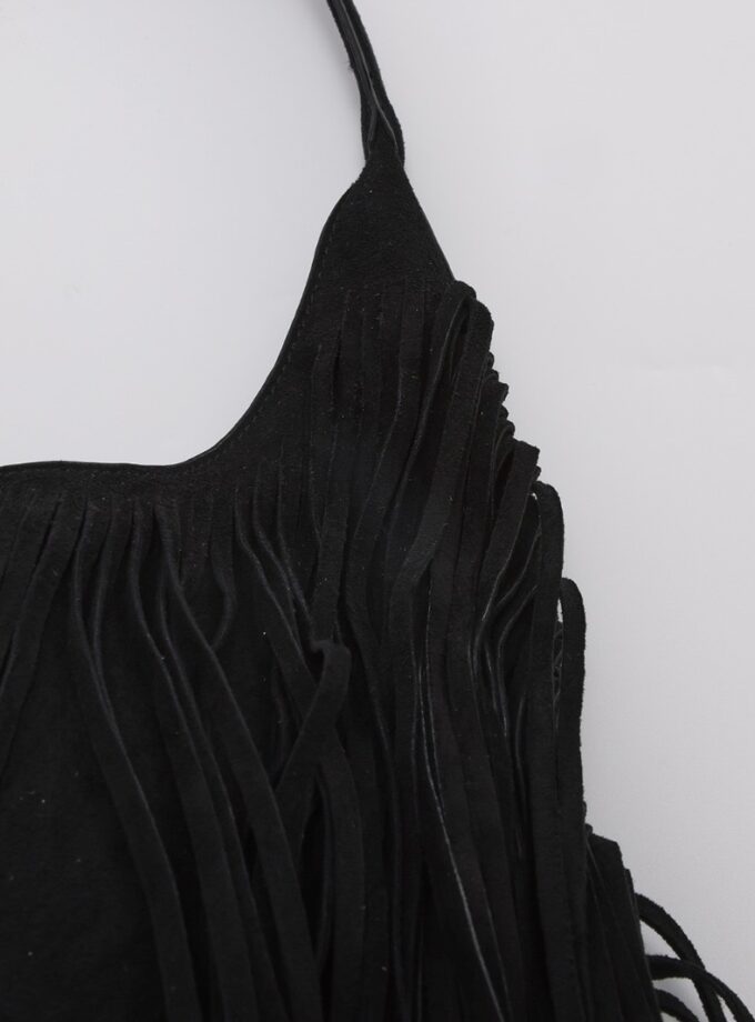 Shopping bag de flecos negra (ENVIOS INTERNACIONALES)