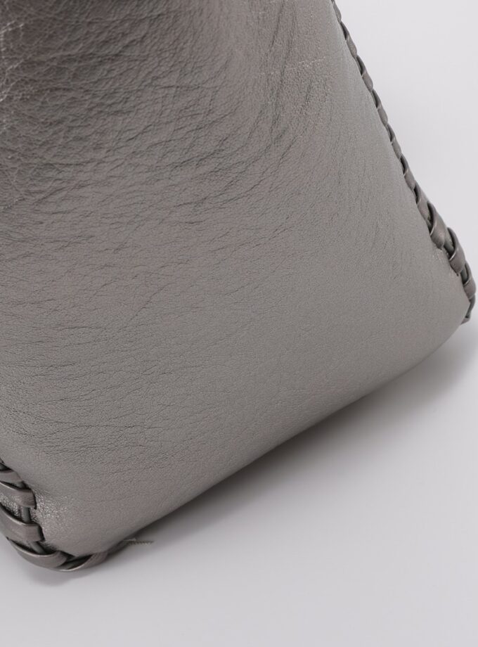 Tote bag tejido vegan leather plata