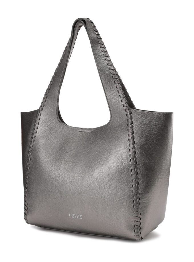 Tote bag tejido vegan leather plata
