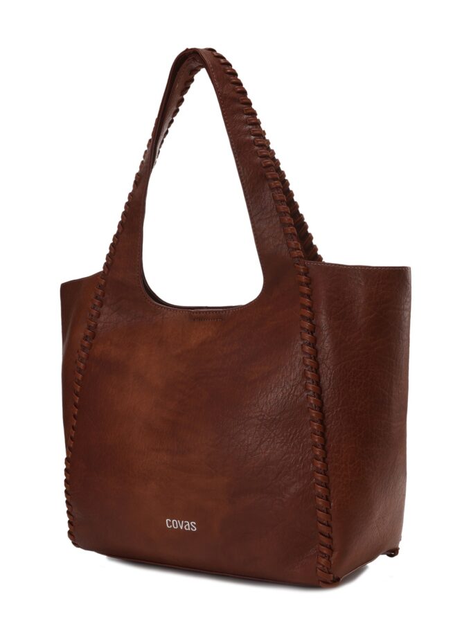 Tote bag tejido vegan leather marrón