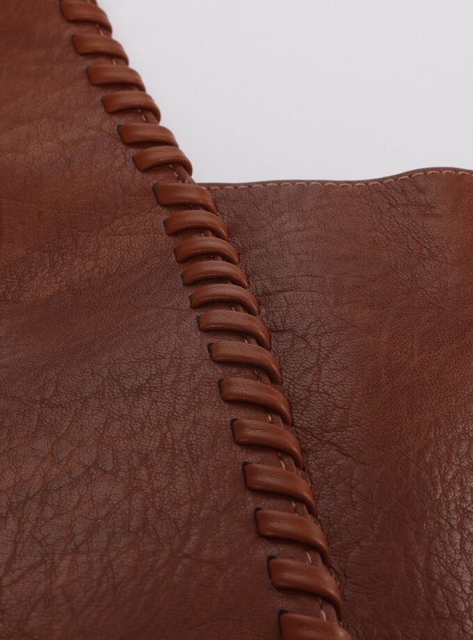 Tote bag tejido vegan leather marrón