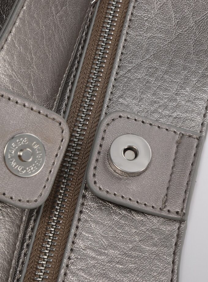 Tote bag tejido vegan leather plata