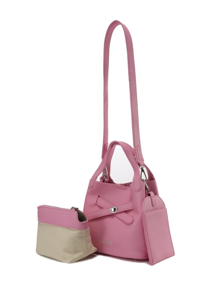 Bucket tote con tarjetero rosa Barbie