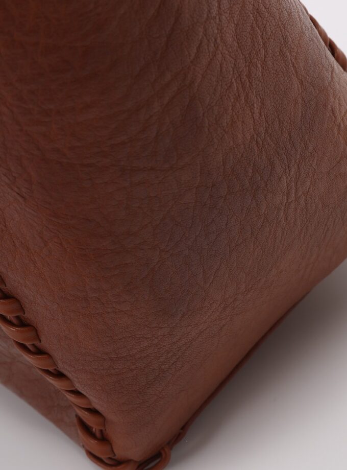Tote bag tejido vegan leather marrón