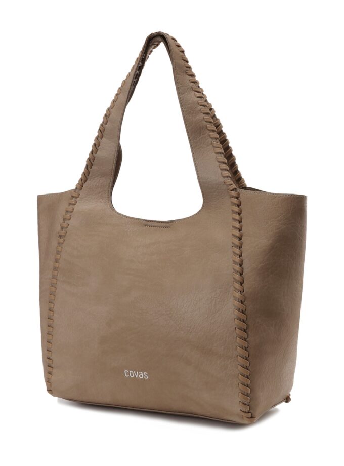 Tote bag tejido vegan leather beige